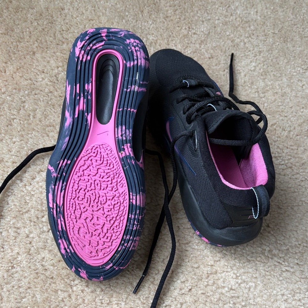 Nike Kids Black and Pink Sneakers with Blue Accents - Picture 3 of 6